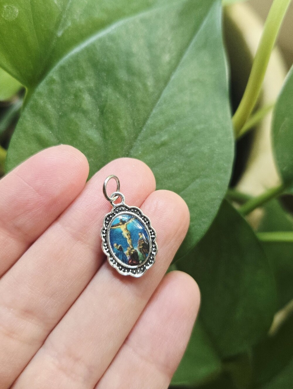 Vintage Dainty Blue Tree of Life Charm Pendant – Tiny Nature-Inspired Jewelry